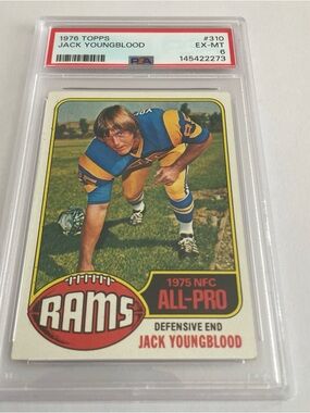 JACK YOUNGBLOOD - 1976 TOPPS #310 - RAMS HOF - PSA 6 Vintage Football Card